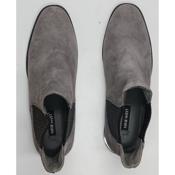 Nine West Womens 8M Agate Chelsea Ankle Boot Gray Suede Leather Bootie LKNW - Picture 7 of 10